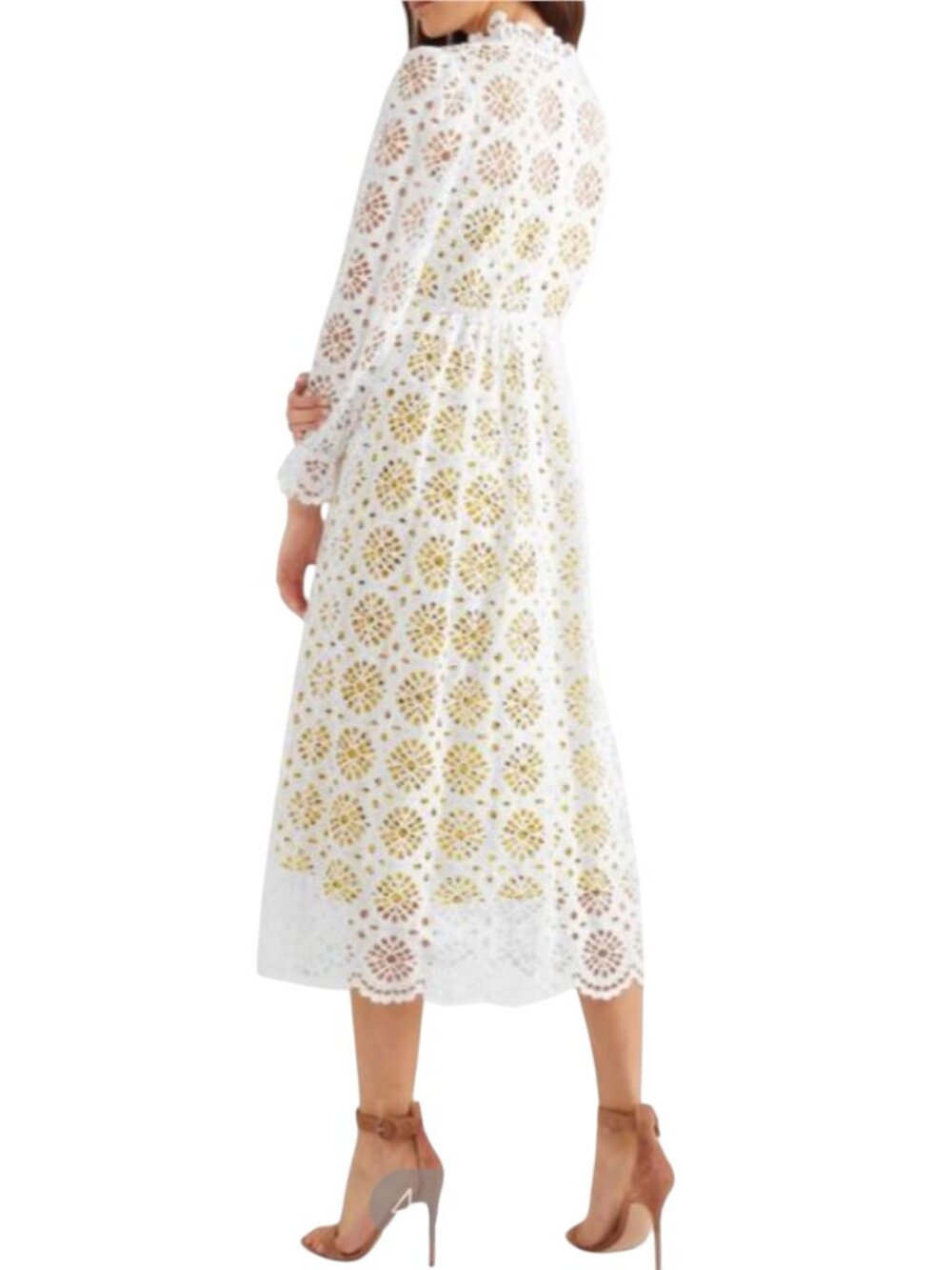 Diane von Furstenberg New Leandra White Eyelet Embroidery Midi Dress Size 4 - Picture 4 of 12